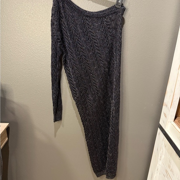 Anthropologie Black Lace One-Shoulder Dress - Picture 5 of 7